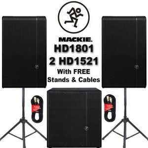  Mackie HD1801 Powered 18 Sub and HD1521 DJ Speakers Set 