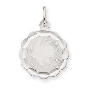  14k White Gold Satin Polished Engraveable Pisces Jewelry