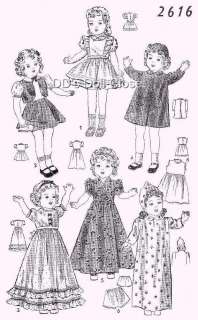 Vintage Doll Clothes Pattern 2616 18 ~ Shirley Temple  