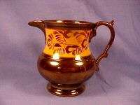 Staffordshire Copper Lustre Yellow Band Jug 4 3/4h  