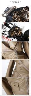 Womens Leopard Leather Jackets, Korea style Casual Winter Outwear 