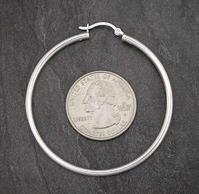 NEW Sterling Silver 2.5mm / 50mm Round Hoop Earrings   