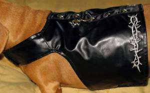   crossbones dog harness jacket coat S M L faux leather black clothes