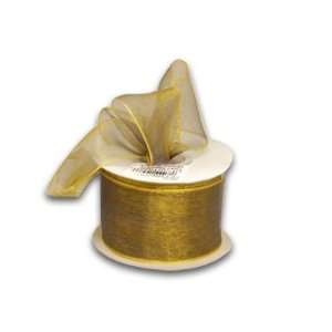 Organza Ribbon Two Tones Loomed in Edge 1 1/2 inch 25 Yards, Antique 
