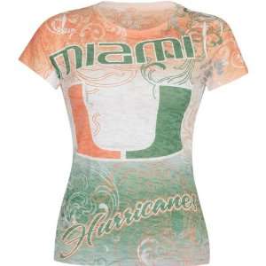  Miami Hurricanes Womens Sublimation Burnout T Shirt 