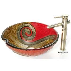 Copper Snake Glass Vessel Sink and Bamboo Faucet C GV 620 17mm 1300ORB 