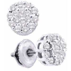   Studs Solitaire Set 14k White Gold (1/2 CTW) Jewel Roses Jewelry