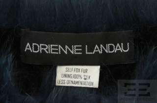Adrienne Landau Blue Dyed Fox Fur & Gold Floral Sequin Detail Collar 