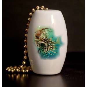  Mermaid Lionfish Porcelain Fan / Light Pull