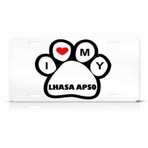 Lhasa Apso Dog Dogs White Novelty Animal Metal License Plate Wall Sign 