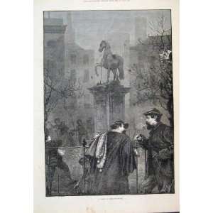  1872 Scene Leicester Square King George Horse Old Print 