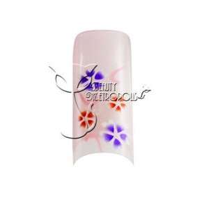 Pink Floral Pre designed Acrylic/UV Gel Artificial/False French Nail 