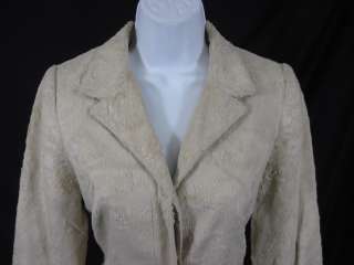 REBECCA TAYLOR Beige Faux Fur Knee Length Coat Jacket 2  