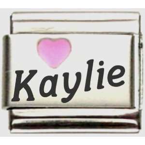  Kaylie Pink Heart Laser Name Italian Charm Link Jewelry