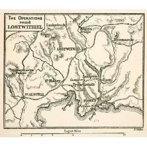  1893 Lithograph Map Lostwithiel Military Operations 