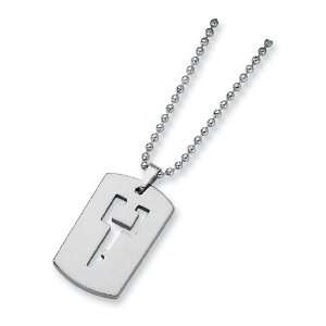    Tungsten Dog Tag With Key Cut Out Necklace Chisel Jewelry