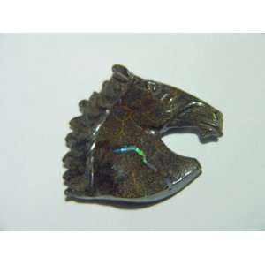   Boulder Opal horse head bust Lapidary Carving 