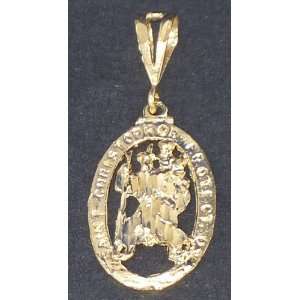 St. Christopher Medallion Pendant 14kt Yellow Gold