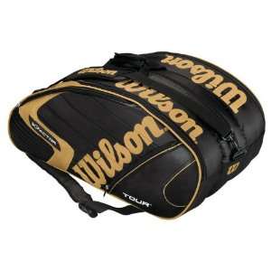 Wilson [K] Tour Super Six Tennis Bag   Black/Gold  Sports 