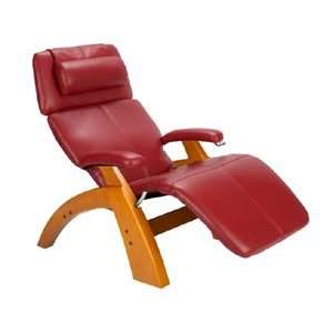   Manual Zero Gravity Recliner with Maple Base, Red Bonded Leather