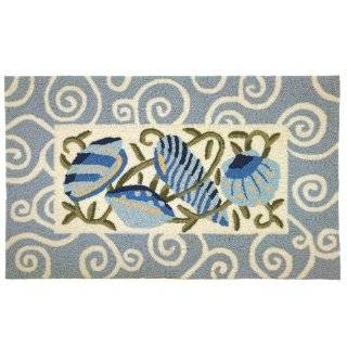 Homefires Accents Sea Blue Shells Indoor Rug, 22 Inch by 34 Inch