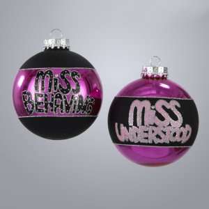 Set of 4 Fashion Avenue Miss Behaving Glass Ball Christmas Ornaments 3 