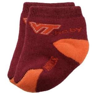   Hokies Infant Maroon Orange Team Logo Baby Socks