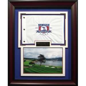  2010 Official US Open Pebble Beach Flag Framed Hole #18 Disp   Golf 