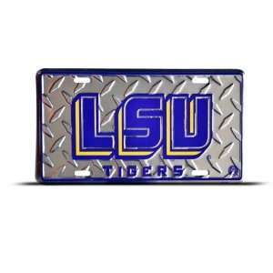   Tigers Diamond Metal College License Plate Wall Sign Tag Automotive