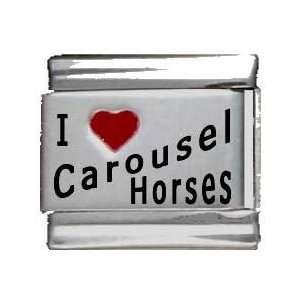  I Heart Carousel Horses Red Heart Laser Italian Charm 