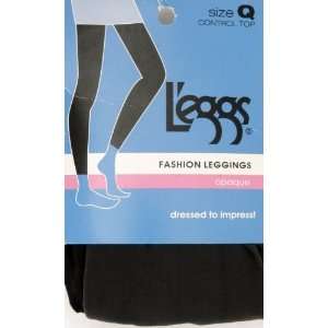  Leggs Fashion Leggings, Opaque, Control Top, Grey, Size Q 