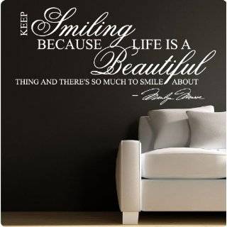 Marilyn Monroe White Keep Smiling   WALL STICKER DECAL QUOTE ART MURAL 