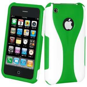  New Twin Snap On Case Green/ White For Iphone 3G Iphone 3G 
