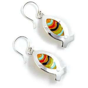   Fish Earrings, Sterling Silver and Fused Resin, Made in the USA