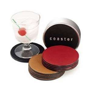    Graphic Image Leather Coasters Set 4 (Tan)