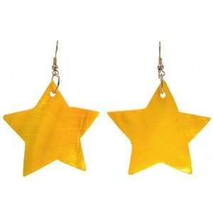  2 Star Shaped Tinted Shell Earrings In Yellow Jewelry
