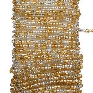 313 Beaded wire, glass and brass, silver lined gold and clear, #9 and 