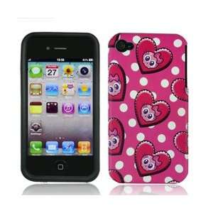 4S 4 S Pink and White Polka Dots with Cute Skulls Love Hearts Design 