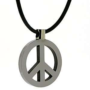  30mm Tungsten Large Peace Pendant and Cord/Tungsten 