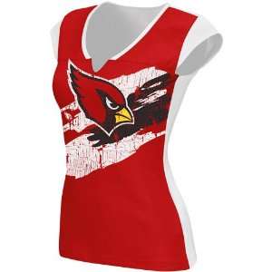Reebok Arizona Cardinals Womens Face Paint Split Neck T Shirt  