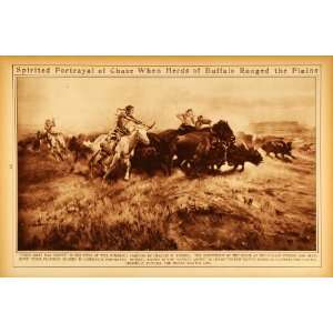   Cowboy Bison Native Americans   Original Rotogravure