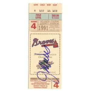  1991 world series ticket game 4 signed by MVP Jack Morris 