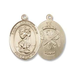  St. Christopher/National Guard Pendant Gold Filled Lite Curb Chain