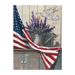  Flag with Purple Flowers by T.C. Chiu 22x28 Kitchen 