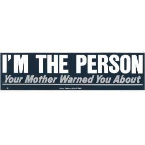  IM THE PERSON YOUR MOTHER WARNED YOU ABOUT (white) decal 