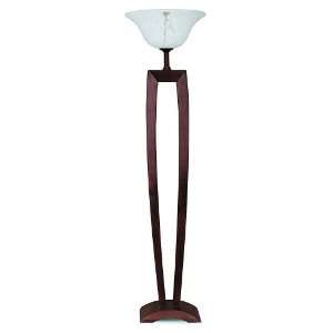  Torchiere floor lamp wood marble glass shade contemporary 