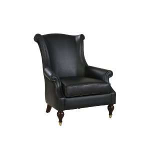   Seating Wingback Style Black Leather Lounge Chair