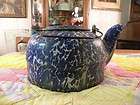 Graniteware Enamelware Wrought Iron Range Co Cobalt Swirl Tea Kettle 