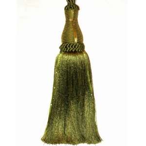  11 inch Decorative Green Ribbon Tassel w/Tiebacks (set of 