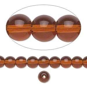   5432 6mm round glass beads, lt brown   25 beads Arts, Crafts & Sewing